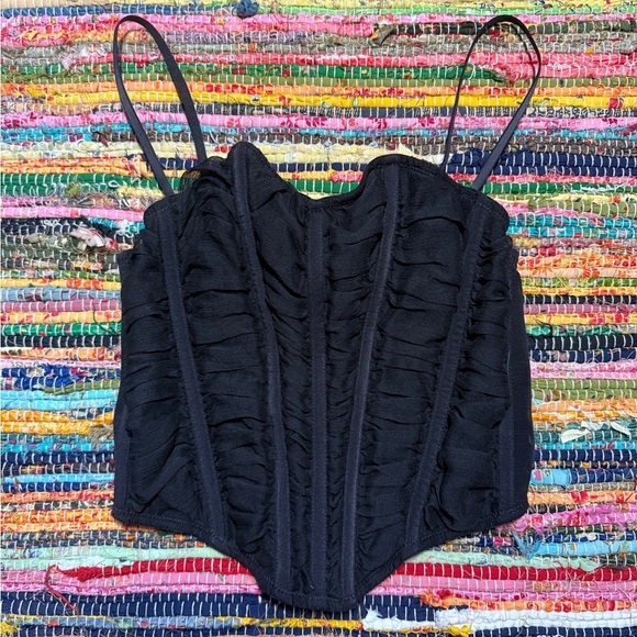 out from under black ruched bustier corset top size small - Picture 1 of 2